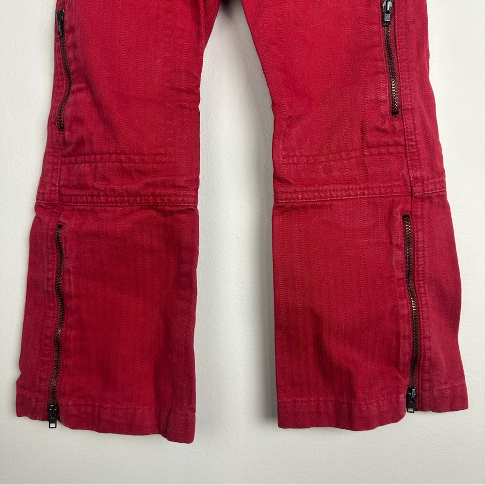 Burberry Red Textured Wide Leg Zipper Pants Size 4 - Picture 2 of 10